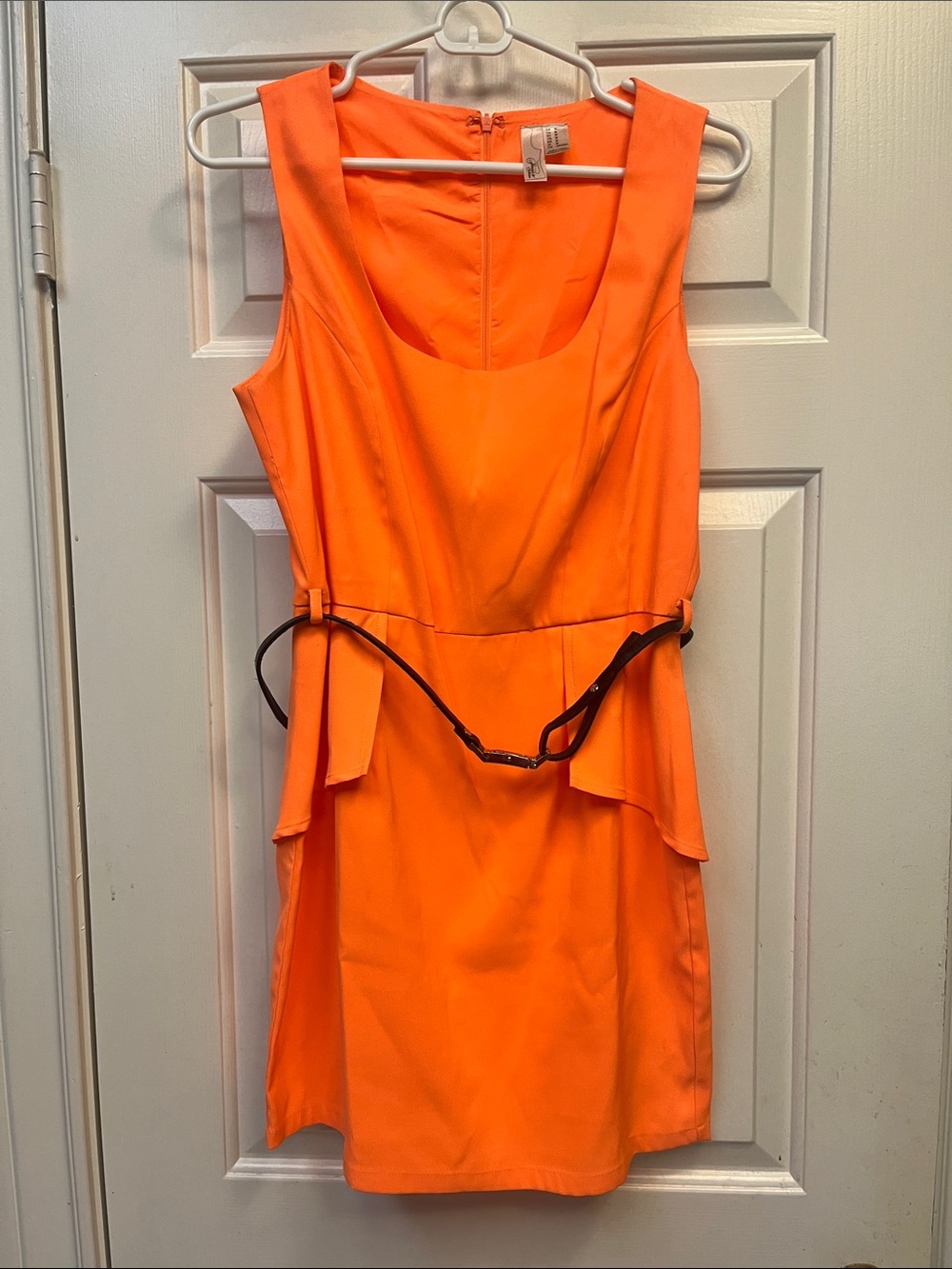 Forever 21 Exclusive Orange Sleeveless Belted Peplum Dress  6 NWT